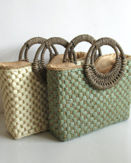 Small Round Cake Hand Carrying Straw Bag
